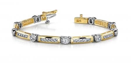 14KT TWO TONE GOLD 3 CTW G-H VS2/SI1 CLASSIC CHANNEL FRAME BRACELET: 14KT TWO TONE GOLD 3 CTW G-H VS2/SI1 CLASSIC CHANNEL FRAME BRACELET #PAPPS19956v5