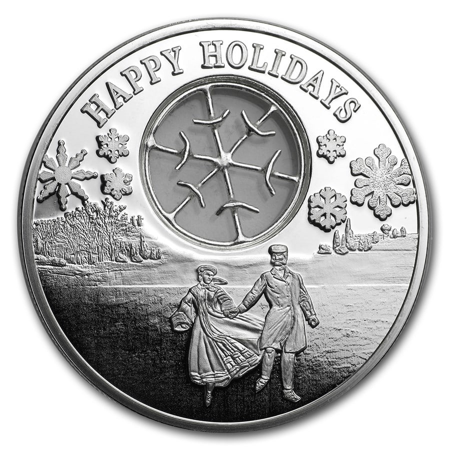 2017 Niue ? Happy Holidays 1 oz Silver $2 Coin (with filigree): 2017 Niue ? Happy Holidays 1 oz Silver $2 Coin (with filigree) #PAPPS98453v15