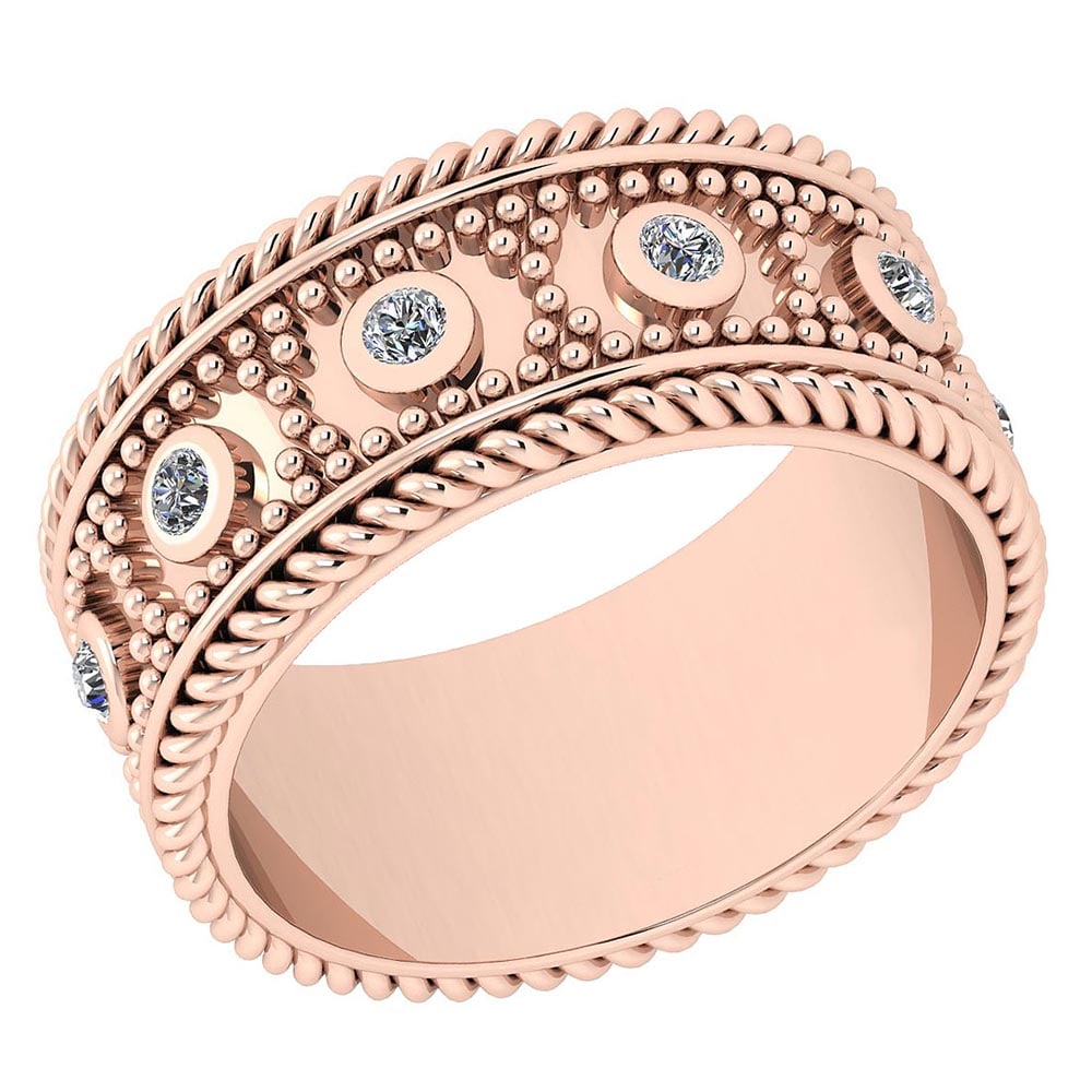 Certified 0.25 Ctw Diamond VS/SI1 18K Rose Gold Band Ring Made In USA: Center Stone Approx Weight ; 0.25 Ctw (10 Pcs Round) Stone Color: White G-H Diamond Stone Clarity: VS/SI1 Color Stone Setting ; Bezel Metal Approx Weight: 7.20 Gram 18K Rose Gold Band Made In USA