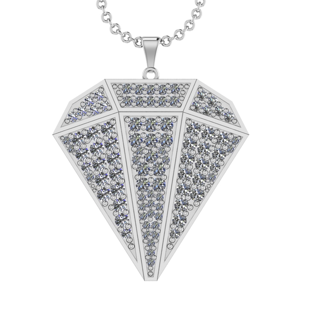 3.92 Ctw SI2/I1 Diamond 14K White Gold Pendant Necklace (1 of 1)