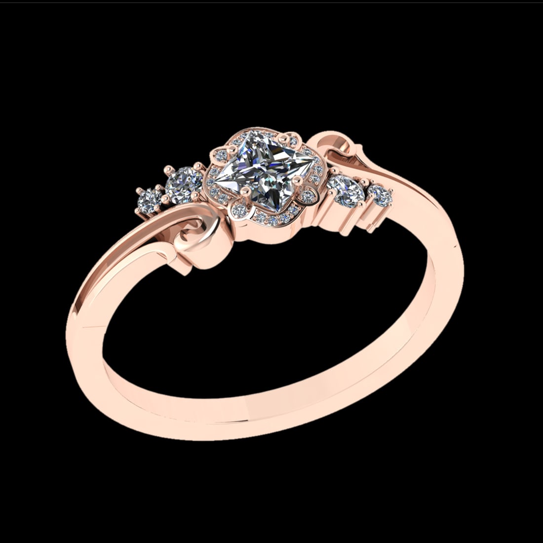 0.66 Ctw SI2/I1 Diamond 18K Rose Gold Engagement Ring: Center Diamond Weight :-: 0.50 Ctw ( Princess Cut) Color :- J-K Clarity : SI2/I1 Center Stone Setting : Prong Side Diamond Weight Of Ctw0.16 Ctw Color : J-K Clarity : SI2/I1 Stone Setting : Prong