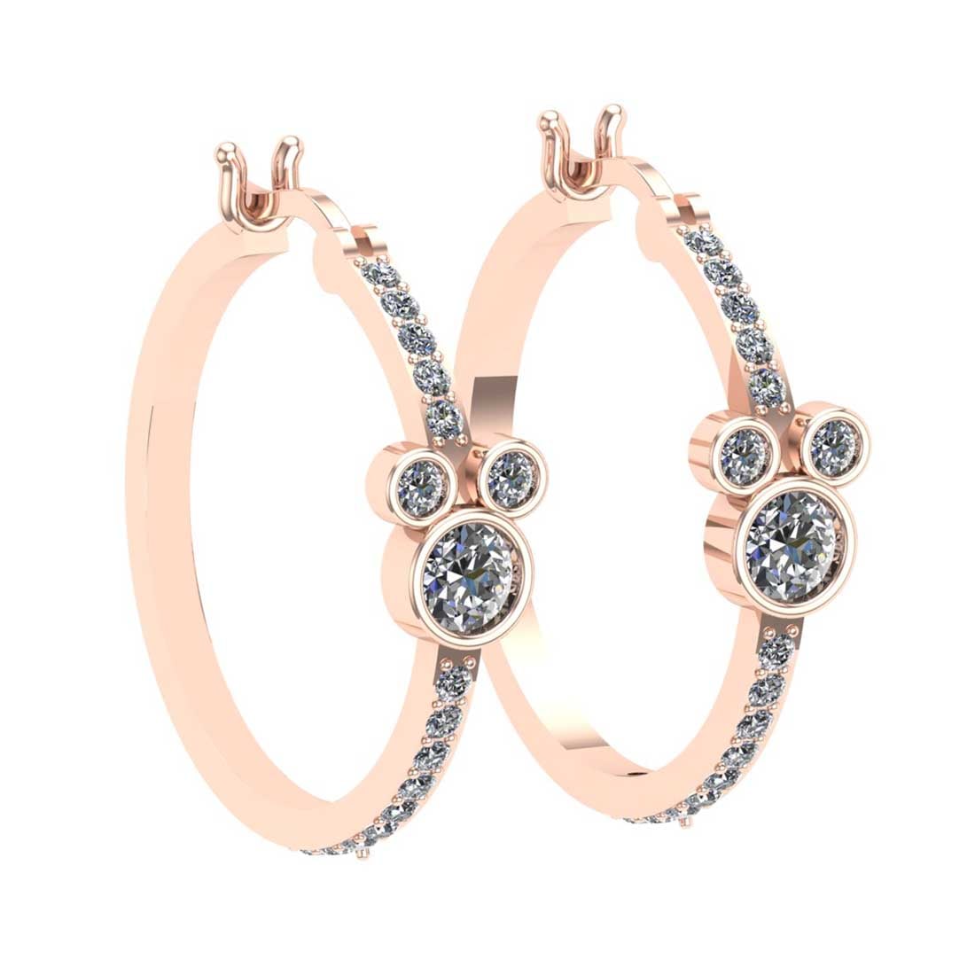 1.52 Ctw SI2/I1 Diamond Prong Set 10k Rose Gold Hoop Earrings (1 of 1)