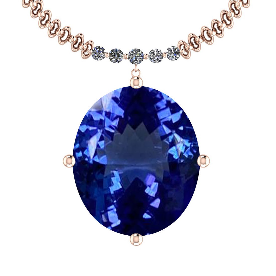 Certified 4.78 Ctw VS/SI1 Tanzanite And Diamond 14K Rose Gold Vintage Style: Center Stone Approx Weight: 4.75 Ctw (1 Pcs Oval Cut) Center Stone Color: Tanzanite Center Stone Setting: Prong Side Stone 0.03 Ctw Side Stone Color: G-H Stone Clarity: VS/SI1 Stone Setting: Prong