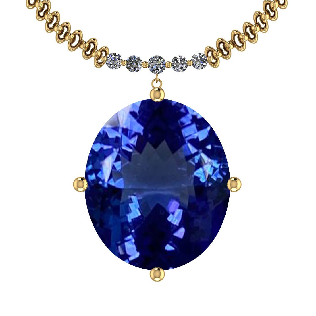 Certified 4.78 Ctw VS/SI1 Tanzanite And Diamond 14K Yellow Gold Vintage Sty: Center Stone Approx Weight: 4.75 Ctw (1 Pcs Oval Cut) Center Stone Color: Tanzanite Center Stone Setting: Prong Side Stone 0.03 Ctw Side Stone Color: G-H Stone Clarity: VS/SI1 Stone Setting: Prong