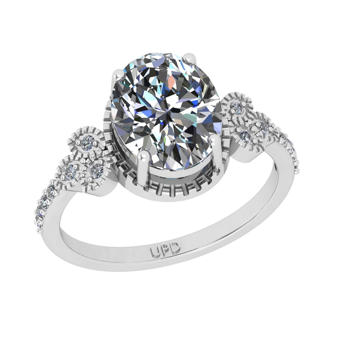 1.61 Ctw IGI Certificate Diamond Set 14K White Gold Engagement Ring: IGI Certificate Center Diamond Weight : 1.51 Ctw (Oval Cut) Center Diamond Color : K Setting : Prong Clarity : VS2 Side Stone Weight Of Ctw 0.10 Ctw Side Stone Color : J-K Stone Clarity : SI2/I1 Stone