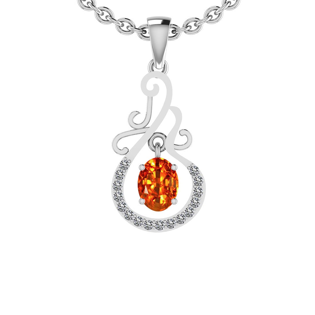 Certified 1.93 Ctw SI2/I1 Orange Sapphire And Diamond 14K White Gold Vintag (1 of 1)