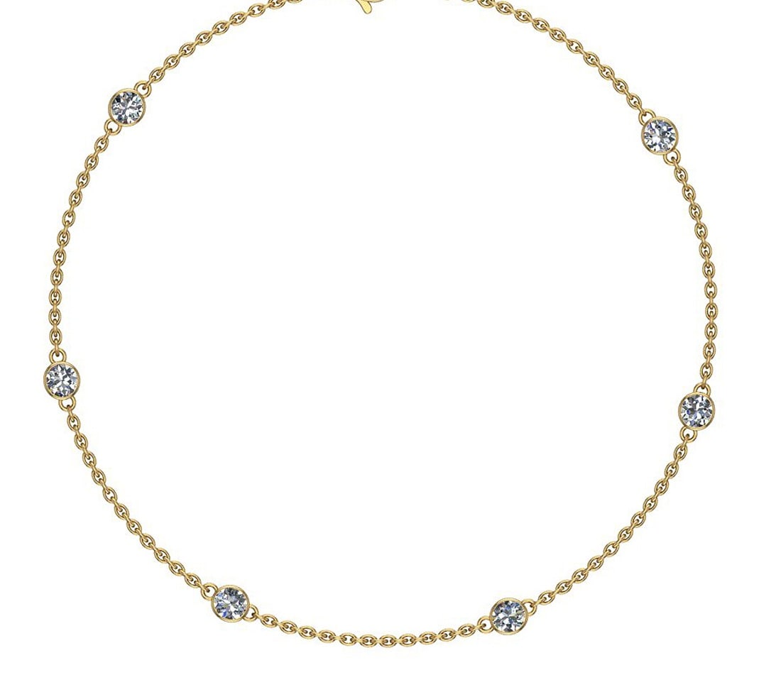 0.70 Ctw SI2/I1 Diamond 14K Yellow Gold Station Necklace: Center Diamond Weight : 0.70 Ctw (10 Psc Round Cut) Center Diamond Color :- J-K Center Clarity : SI2/I1 Stone Setting : Metal Weight : Approx 3.50 Gram 14K Yellow Gold Station Necklace Size-18 Inch