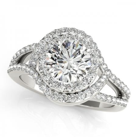 CERTIFIED 14KT WHITE GOLD 1.68 CTW J-K/VS-SI1 DIAMOND HALO ENGAGEMENT RING (1 of 1)