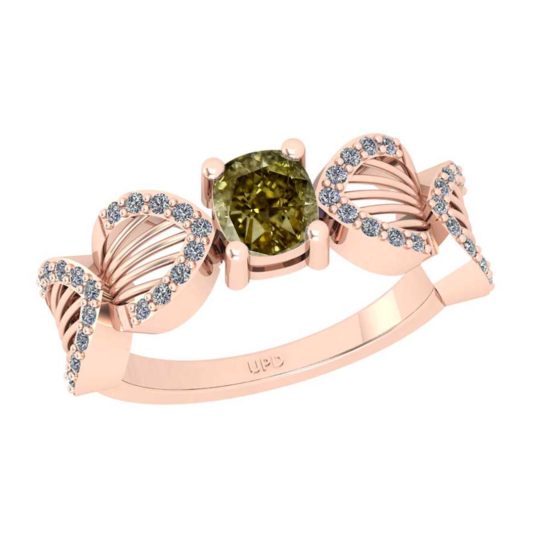1.12 Ct GIA Certified Fancy Brown Yellow And White Diamond 14K Rose Gold En (1 of 2)