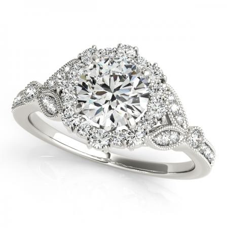 CERTIFIED PLATINUM 1.13 CTW J-K/VS-SI1 DIAMOND HALO ENGAGEMENT RING (1 of 1)