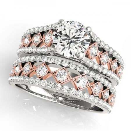 CERTIFIED 18KT TWO TONE GOLD 1.31 CTW J-K/VS-SI1 DIAMOND BRIDAL SET: CERTIFIED 18KT TWO TONE GOLD 1.31 CTW J-K/VS-SI1 DIAMOND BRIDAL SET (CENTER STONE DIAMOND .60 CTWW J-K/VS-SI1) please request ring size upon payment #PAPPS86744v3