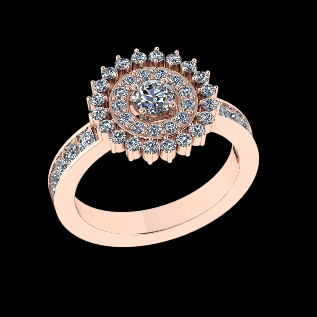 1.18 Ctw VS/SI1 Diamond 18k Rose Gold Engagment Ring: Center Diamond Weight : 0.25 Ctw (Round Cut) Color : J-K Clarity : VS/SI1 Setting : Prong Side Weight Of Ctw 0.93 Ctw Color : J-K Clarity : VS/SI1 Stone Setting : Prong Metal Weight : Approx 6.20