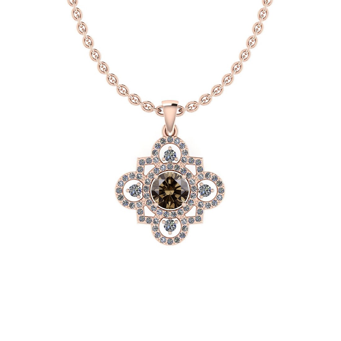 Certified 1.51 Ctw SI2/I1 Natural Fancy Brown And White Diamond Style Prong: Center Approx Weight: 1.01 Ctw (Round Cut) Center Color: Natural Fancy Brown Diamond Center Setting: Prong Side Stone 0.50 Ctw Side Stone Color: J-K Stone Clarity: SI2/I1 Stone Setting: Prong Metal