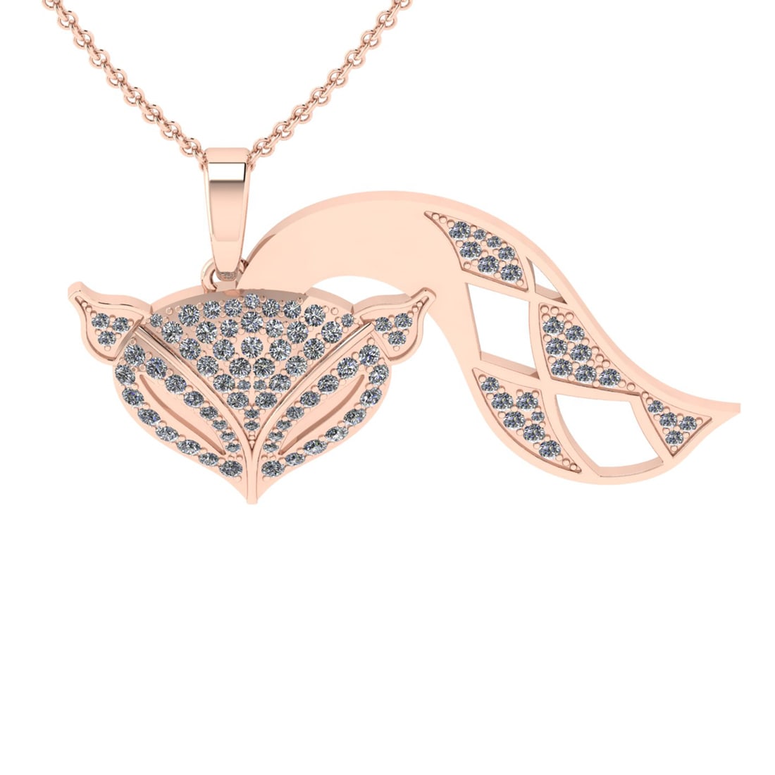 1.93 Ctw SI2/I1 Diamond 14K Rose Gold Fox Necklace (1 of 1)