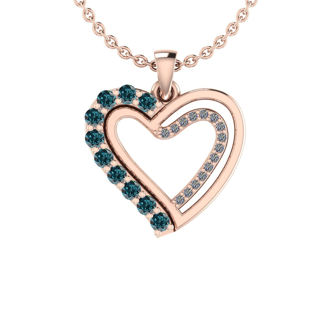 0.14 Ctw i2/i3 Treated fancy blue Diamond 14K Rose Gold Pendant Necklace (1 of 1)