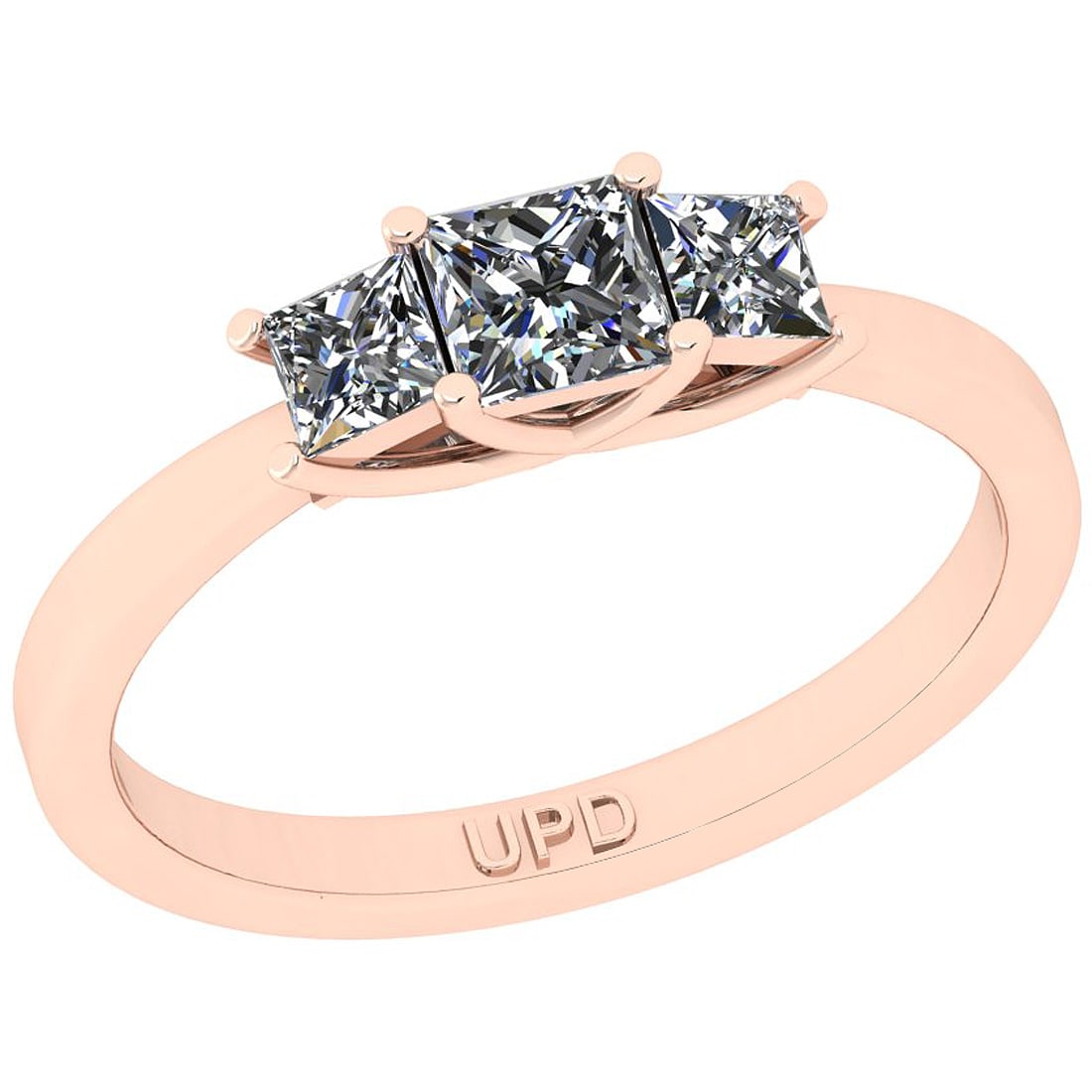1.00 Ctw SI2/I1 Gia Certified Center Diamond 14K Rose Gold three Stone Ring (1 of 1)