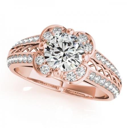 CERTIFIED 18K ROSE GOLD .88 CTW J-K/VS-SI1 DIAMOND HALO ENGAGEMENT RING (1 of 1)