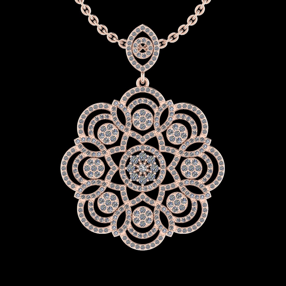 1.23 Ctw SI2/I1 Diamond 14K Rose Gold Pendant Necklace (1 of 1)