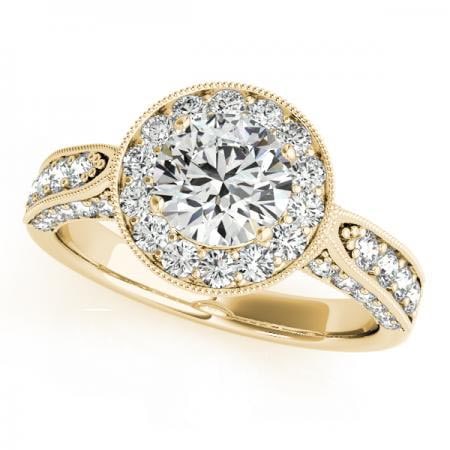 CERTIFIED 18K YELLOW GOLD 1.17 CTW J-K/VS-SI1 DIAMOND HALO ENGAGEMENT RING (1 of 1)