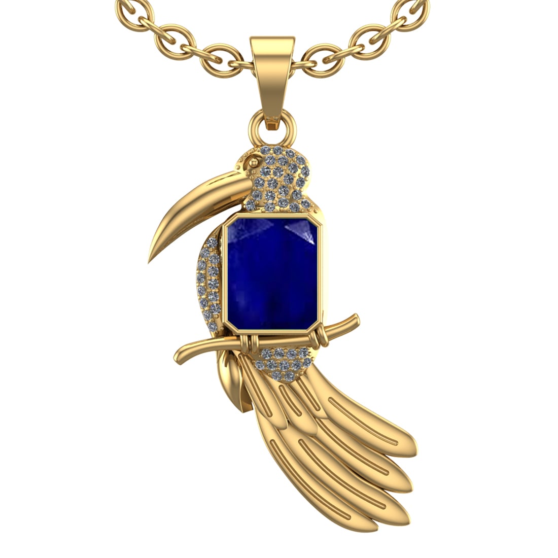 2.73 Ctw SI2/I1 Blue Sapphire and Diamond 14K Yellow Gold Necklace: Color Stone Weight : 2.50 Ctw ( Emerald Cut) Stone Color :- Blue Sapphire Center Stone Setting : Prong Side Weight Of Ctw 0.23 Ctw Color : J-K Clarity : SI2/I1 Stone Setting : Prong Metal Weight :