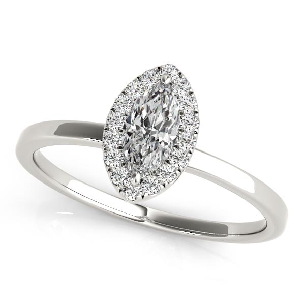 CERTIFIED 18KT WHITE GOLD 0.90 CTW J-K/VS-SI1 DIAMOND HALO ENGAGEMENT RING (1 of 1)