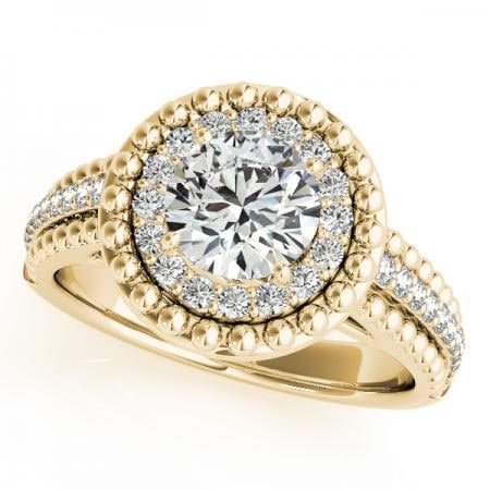 CERTIFIED 18K YELLOW GOLD 1.04 CTW J-K/VS-SI1 DIAMOND HALO ENGAGEMENT RING (1 of 1)