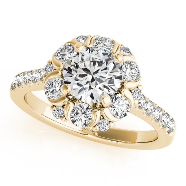 CERTIFIED 18K YELLOW GOLD 1.51 CTW J-K/VS-SI1 DIAMOND HALO ENGAGEMENT RING (1 of 1)