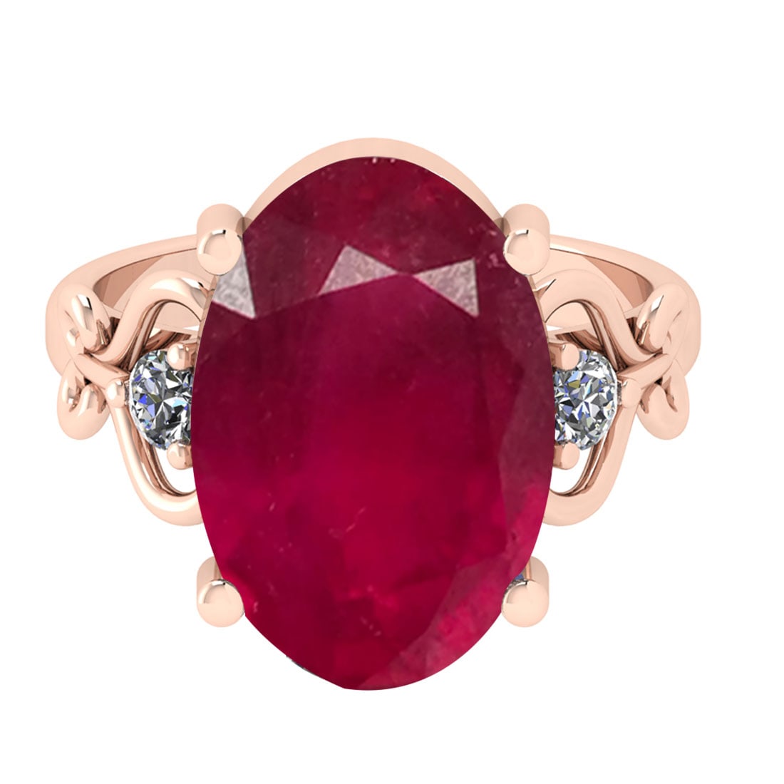 8.78 CtwSI2/I1 Ruby And Diamond 14K Rose Gold Cocktail Ring - 2