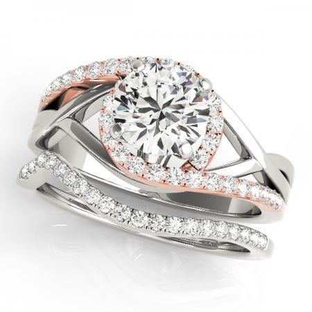 CERTIFIED 18KT TWO TONE GOLD 1.06 CTW J-K/VS-SI1 DIAMOND BRIDAL SET (1 of 1)
