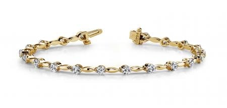 14K YELLOW GOLD 1 CTW G-H I1/I2 TEARDROP LINK DIAMOND BRACELET (1 of 1)