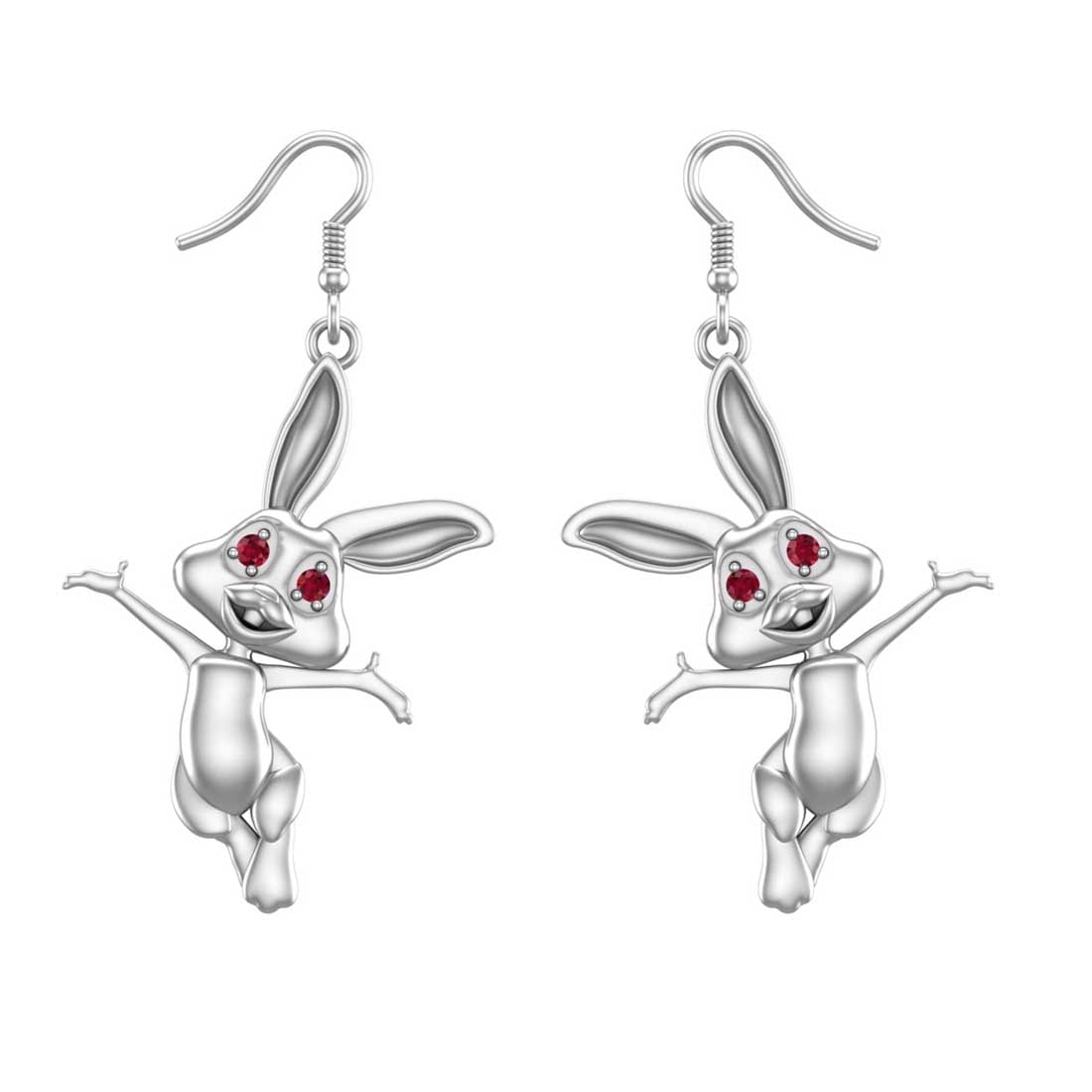 0.26 Ctw Ruby 14K White Gold Bunny Wire Hook Earrings (1 of 1)