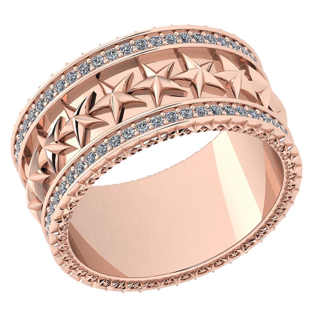 Certified 0.52 Ctw Diamond VS/SI1 18K Rose Gold Band Ring Made In USA: Center Stone Approx Weight ; 0.52 Ctw (104 Pcs Round) Stone Color: White G-H Diamond Stone Clarity: VS/SI1 Color Stone Setting ; Prong Metal Approx Weight: 7.90 Gram 18K Rose Gold Band Made In USA