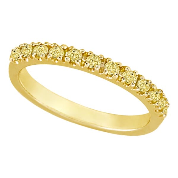 Yellow Canary Diamond Stackable Ring Band 14k Yellow Gold 0.25 ctw: CENTER STONE; Diamond CENTER STONE CLARITY; SI CENTER STONE COLOR; Yellow CENTER STONE SETTING; Prong SIDE STONE CLARITY; SIDE STONE COLOR; SIDE STONE SETTING; ctw OF SIDE STONE: SIDE STONE QUALITY;