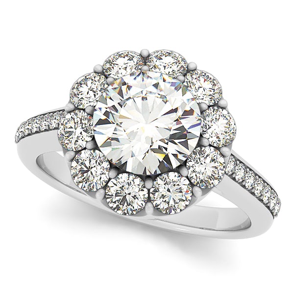 Certified 1.65 Ctw SI2/I1 Diamond 14K White Gold Wedding Halo Ring (1 of 1)