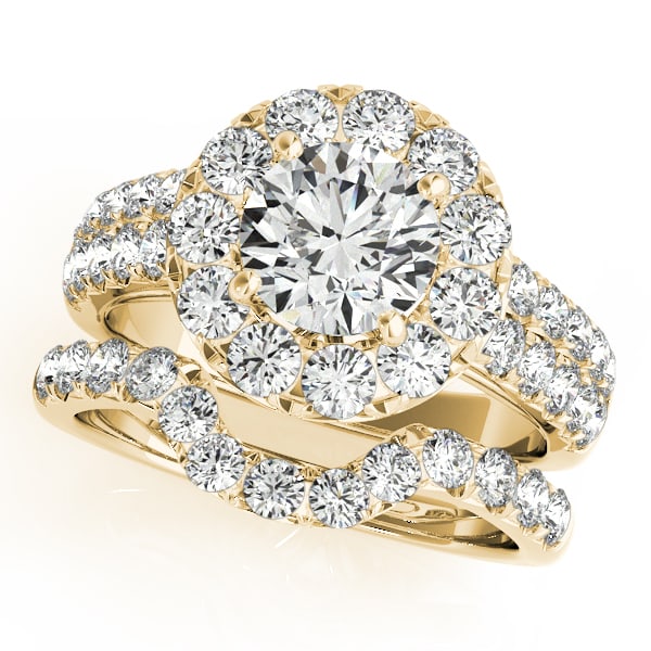 CERTIFIED 14KT YELLOW GOLD 1.11 CTW J-K/VS-SI1 DIAMOND HALO BRIDAL SET (1 of 1)