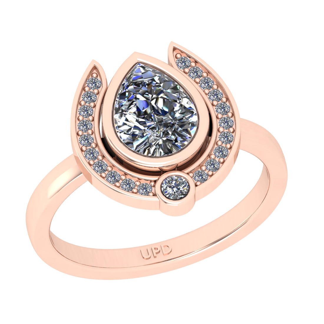 1.35 Ctw SI2/I1 Diamond Style Eternity Band Ring 14K Rose Gold: Center Stone Weight : 1.20 Ctw ( Pear Cut) Center Stone Color : J-K Clarity : SI2/I1 Color Stone Setting : Prong Side Stone Weight Of Ctw 0.15 Ctw Side Stone Color : J-K Stone Clarity : SI2/I1 Stone