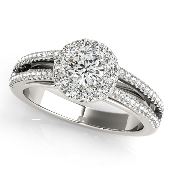 CERTIFIED TWO TONE GOLD 1.14 CTW J-K/VS-SI1 DIAMOND HALO ENGAGEMENT RING (1 of 1)