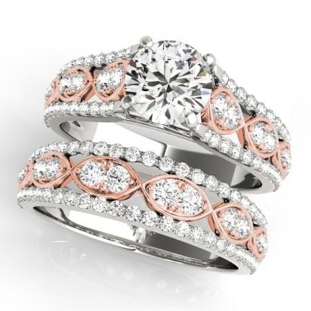 CERTIFIED 18KT TWO TONE GOLD 1.08 CTW J-K/VS-SI1 DIAMOND BRIDAL SET: CERTIFIED 18KT TWO TONE GOLD 1.08 CTW J-K/VS-SI1 DIAMOND BRIDAL SET (CENTER STONE DIAMOND .40 CTWW J-K/VS-SI1) please request ring size upon payment #PAPPS86756v3