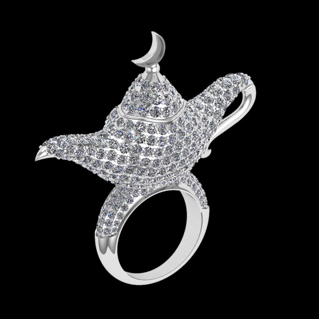 11.91 Ctw SI2//I1 Diamond 14 K White Gold Lamp Ring (1 of 2)