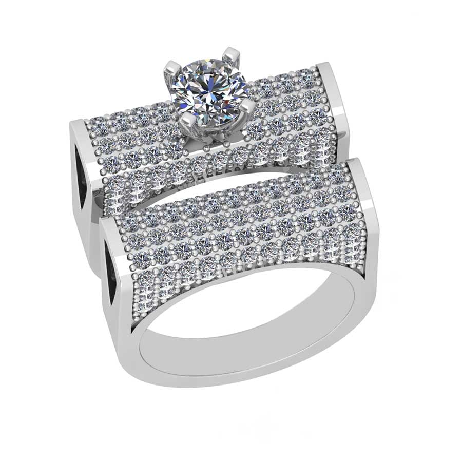 3.11 Ctw SI2/I1 Diamond 14K White Gold Engagement Set Ring: Center Diamond Weight : 0.90 Ctw (Round Cut) Center Diamond Color :-J-K Setting : Prong Side Weight Of Ctw 2.21 Ctw Color : J-K Clarity : SI2/I1 Stone Setting : Prong Metal Weight : Approx 16.50 gram 