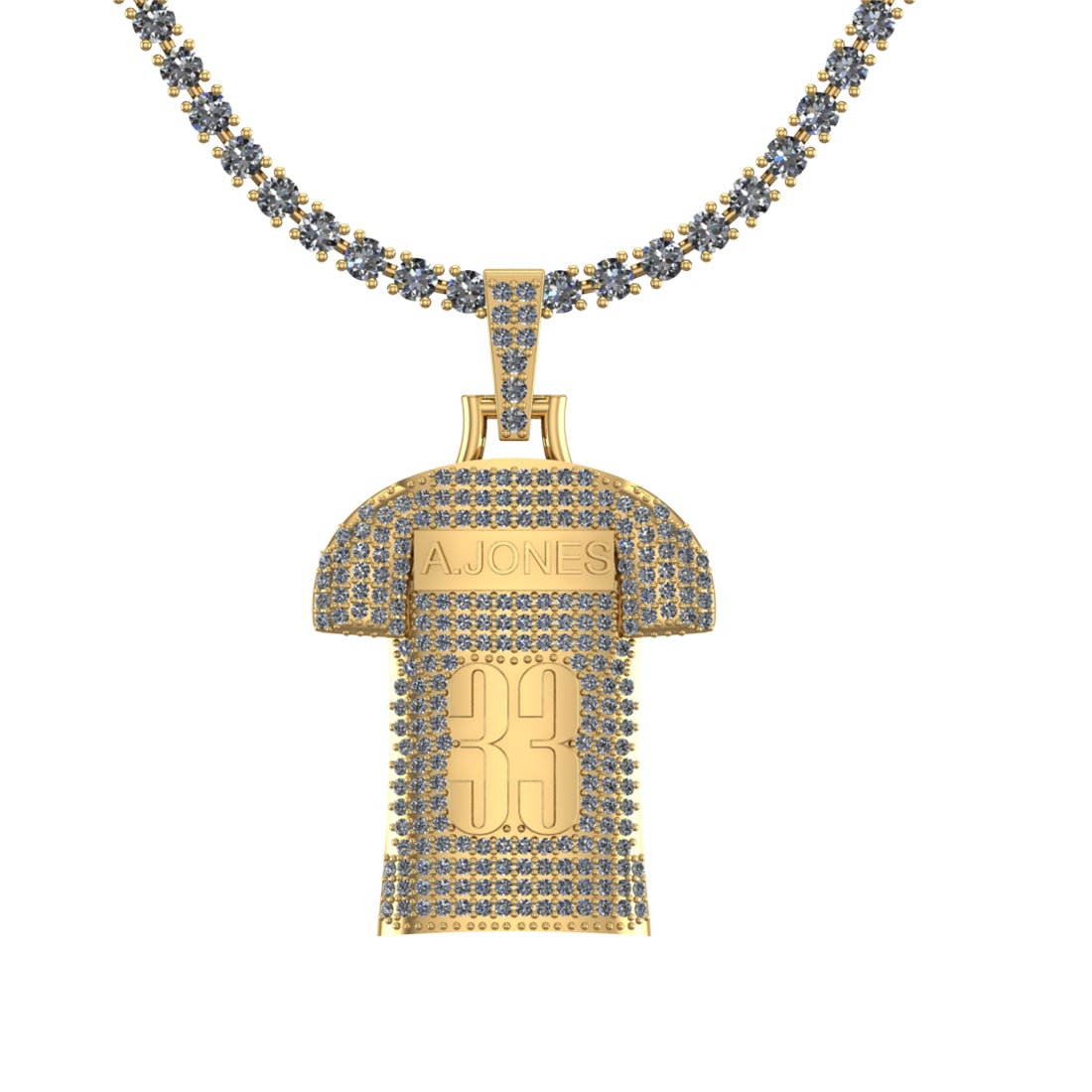 4.62 Ctw SI2/I1 Diamond 14K Yellow Gold Cricket theme pendant necklace (1 of 1)