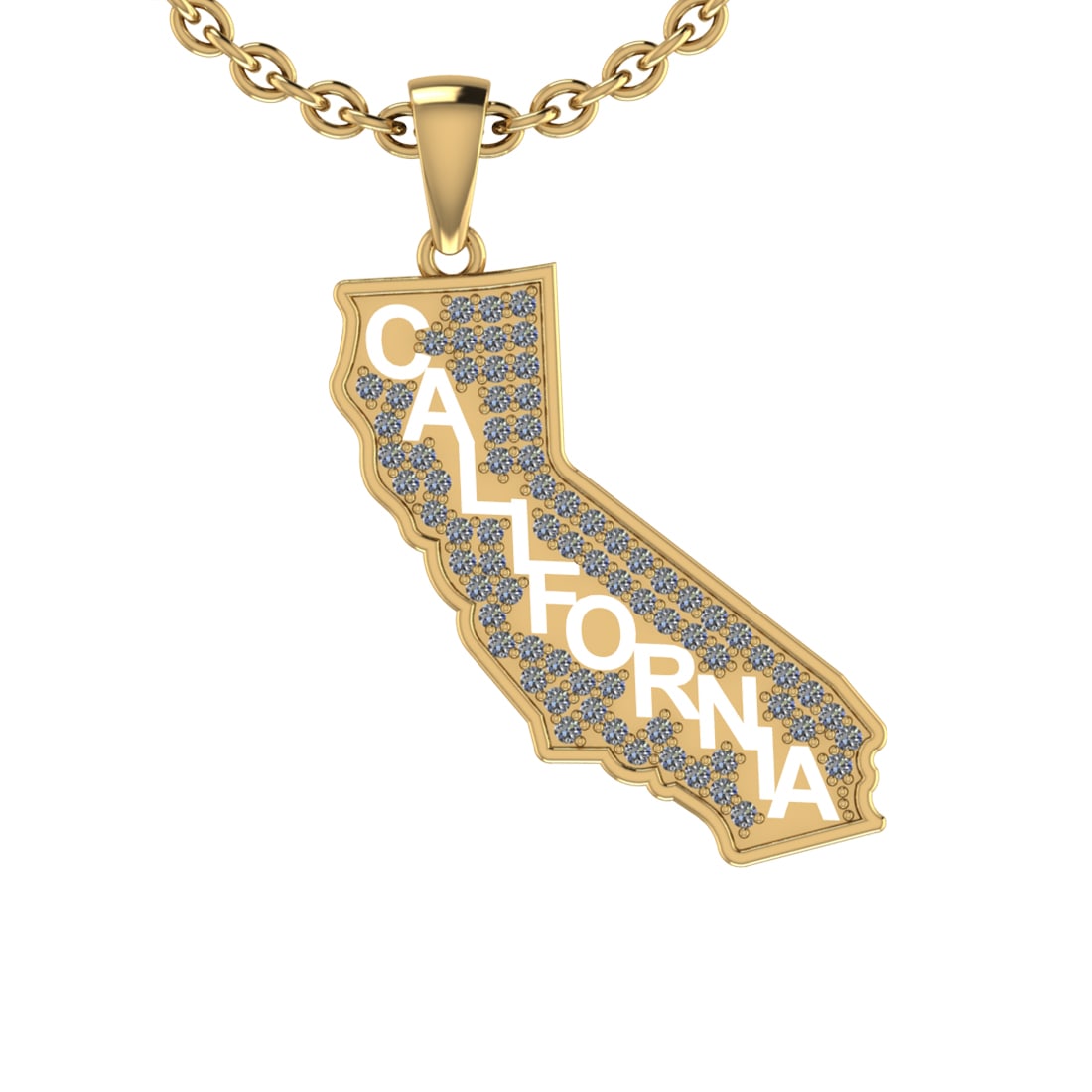 0.58 Ctw SI2/I1 Diamond 14K Yellow Gold Express Your State Love CALIFORNIA (1 of 1)