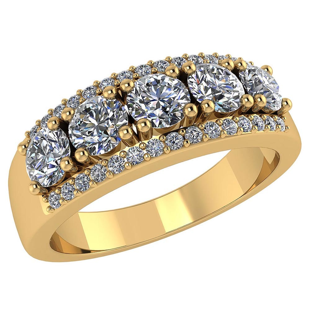 Certified 1.30 CTW Round Diamond 14K Yellow Gold Ring: Center Stone 1.00 CTW .5 Pec Round Center Stone Clarity: SI2-I1 Center Stone Color G-H : White Diamond Stone Setting ;Prong Side Stone Clarity;SI1-SI2 Side Stone Color ; White Diamond G-H Side Stone S