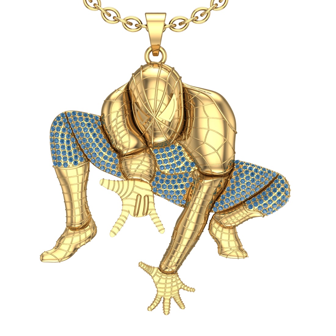 1.25 Ctw Aquamarine Prong Set 14K Yellow Gold marvel characters theme Penda: Center Stone Weight : 1.25 Ctw (Round Cut) Center Stone Color :- Aquamarine Center Setting : Prong Center Clarity : SI2/I1 Metal Weight : Approx 38.50 Gram 14K Yellow Gold marvel characters theme Pend