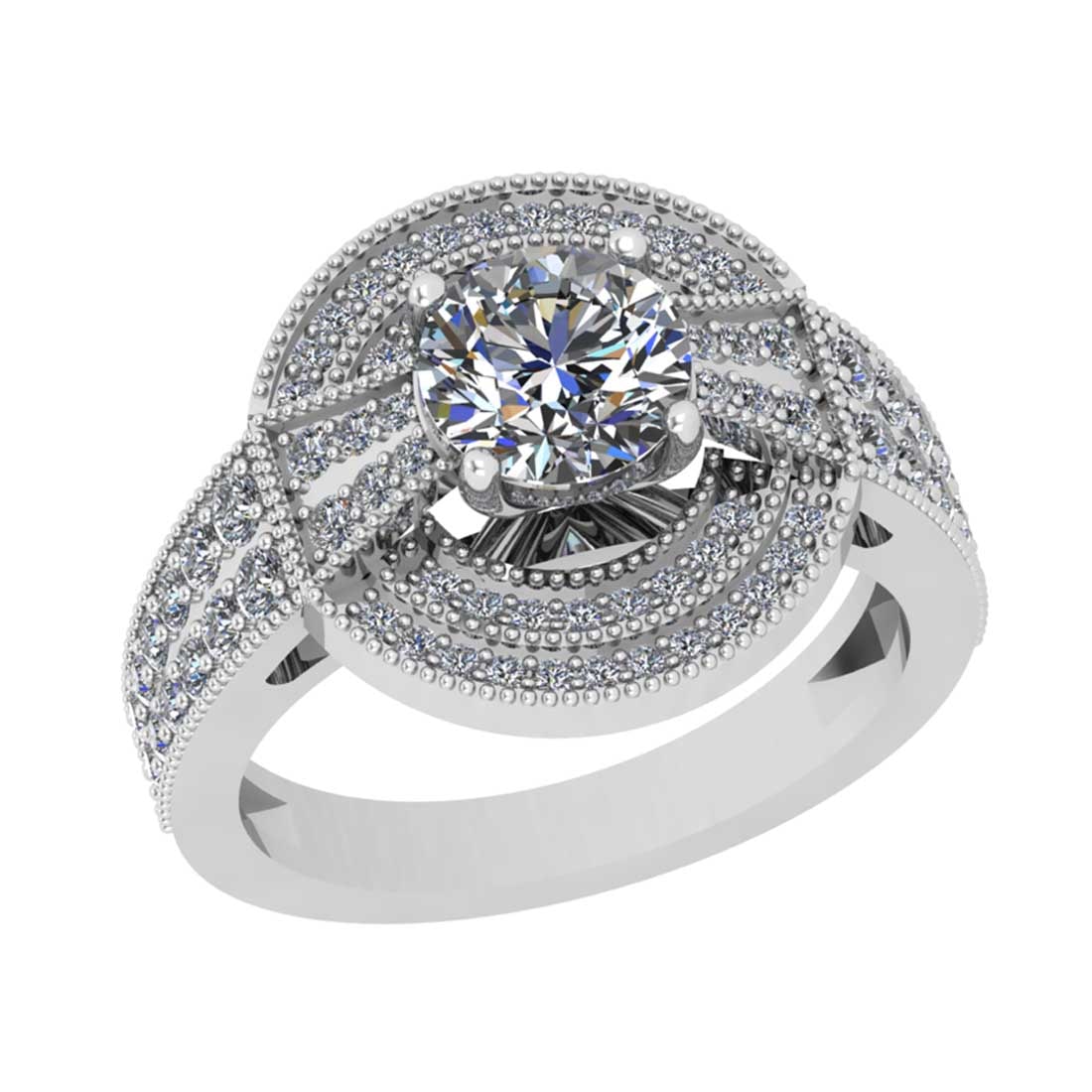 1.97 Ctw SI2/I1 Diamond Style 14K White Gold Engagement Halo Ring: Center Diamond Weight : 1.25 Ctw ( Round Cut) Center Diamond Color : J-K Center Stone Setting : Prong Center Stone Clarity : SI2/I1 Side Stone Weight Of Ctw 0.72 Ctw Side Stone Color : J-K Stone Clari