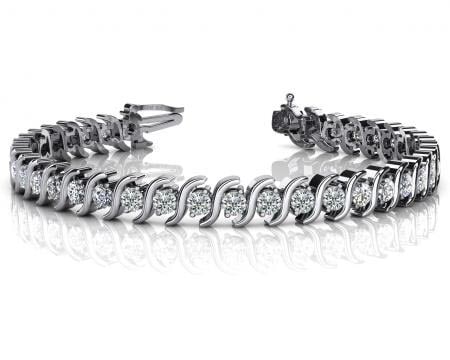 14K WHITE GOLD .75 CTW G-H SI2/SI3 CLASSIC S SHAPED DIAMOND TENNIS BRACELET: 14K WHITE GOLD .75 CTW G-H SI2/SI3 CLASSIC S SHAPED DIAMOND TENNIS BRACELET #PAPPS20004v5