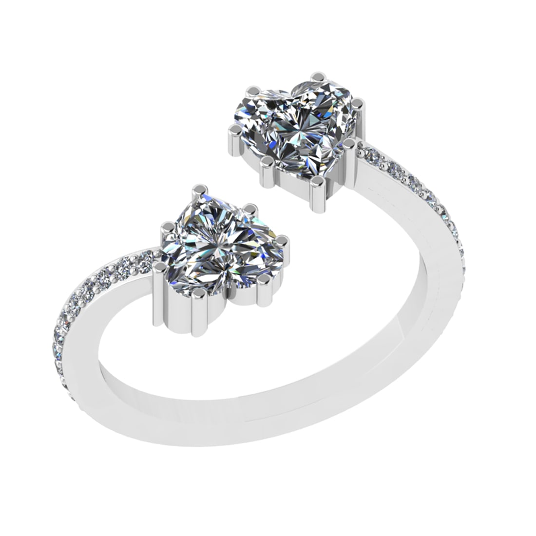 1.17 Ctw SI2/I1 Diamond Prong Set 14K White Gold Bypass Promises Ring: Center Diamond Weight : 1.00 Ctw (Heart Cut) Center Diamond Color :- J-K Center Setting : Prong Center Clarity : SI2/I1 Side Stone Weight Of Ctw 0.17 Ctw Side Stone Color : J-K Stone Clarity : SI2/I1 