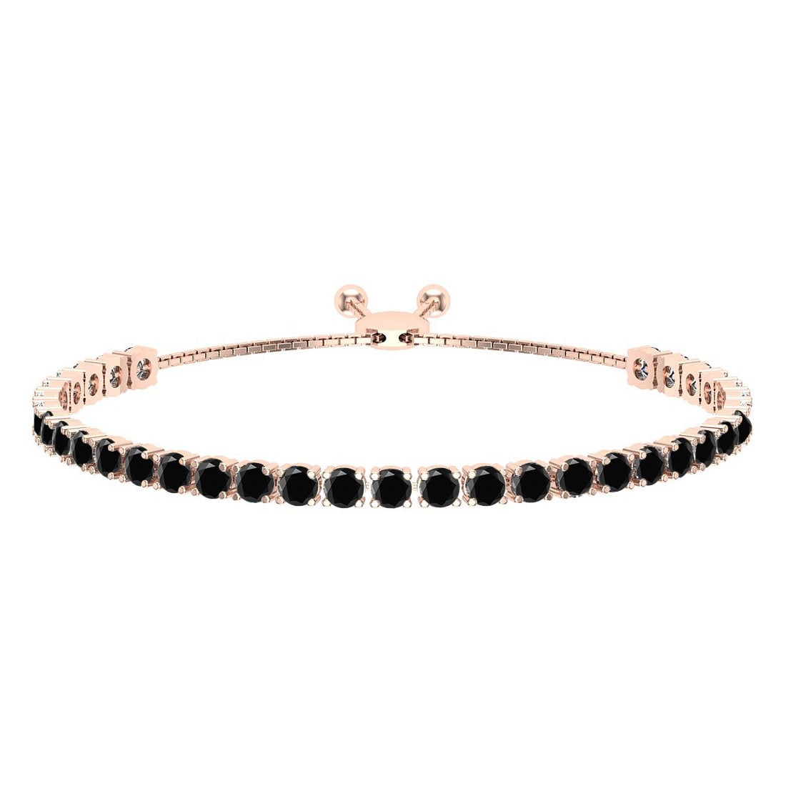 1.66 Ctw i2/i3 Treated Fancy Black Diamond 14K Rose Gold Slide Bracelet: Center Diamond Weight : 1.66 Ctw (Round Cut) Center Diamond Color :- Treated Fancy Black Diamond Center Clarity : I2/I3 Stone Setting : Prong Metal Weight : Approx 7.20 Gram 14K Rose Gold Slide