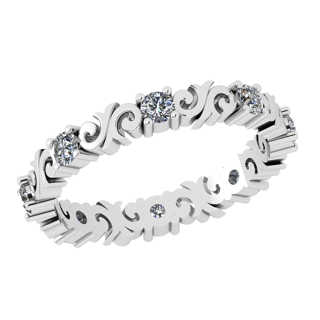 0.40 Ctw Diamond 14k White Gold Filigree Band Ring (1 of 1)