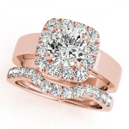 CERTIFIED 14KT ROSE GOLD 1.19 CTW J-K/VS-SI1 DIAMOND HALO BRIDAL SET (1 of 1)